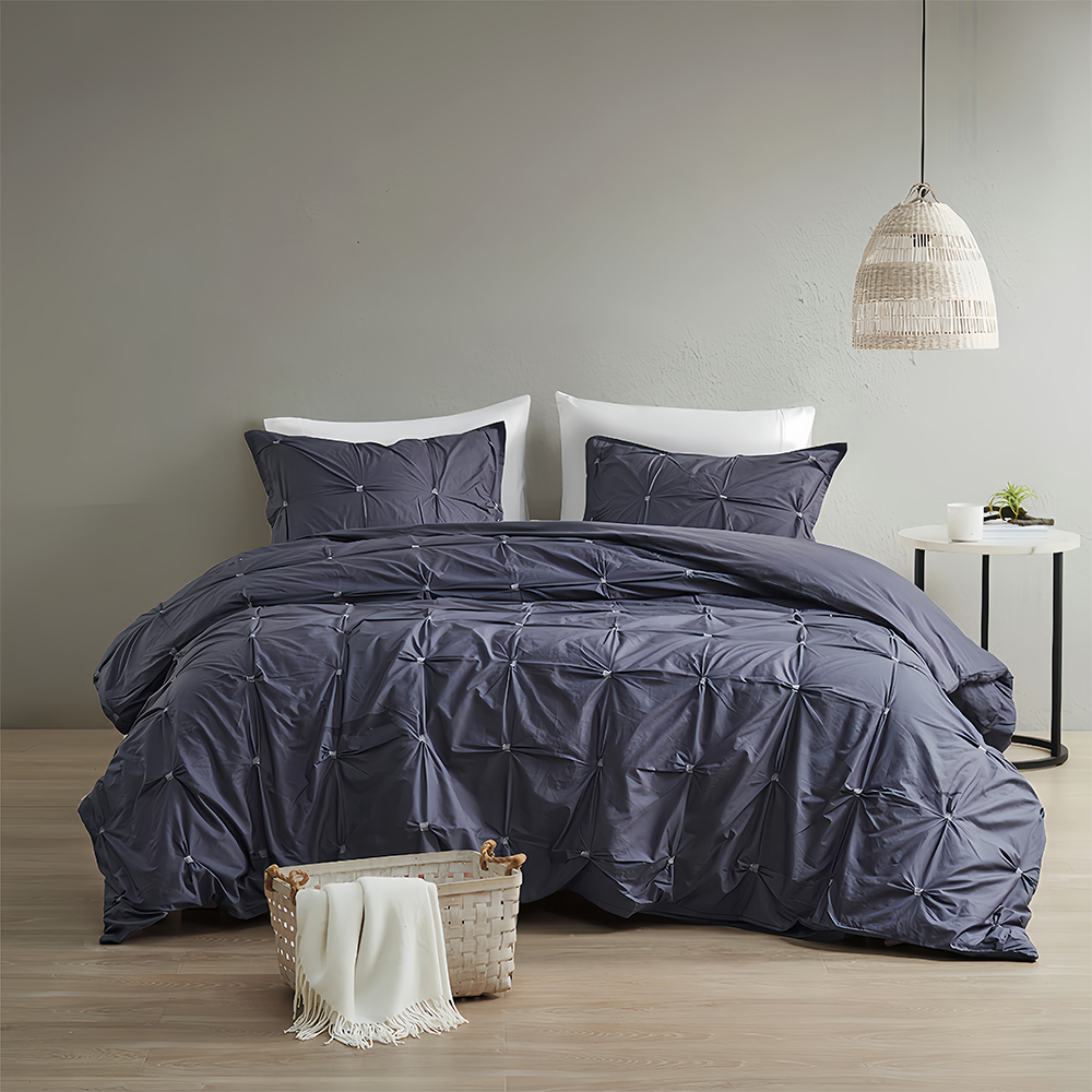 Angelica ইলাস্টিক চিমটি pleat সূচিকর্ম duvet কভার সেট