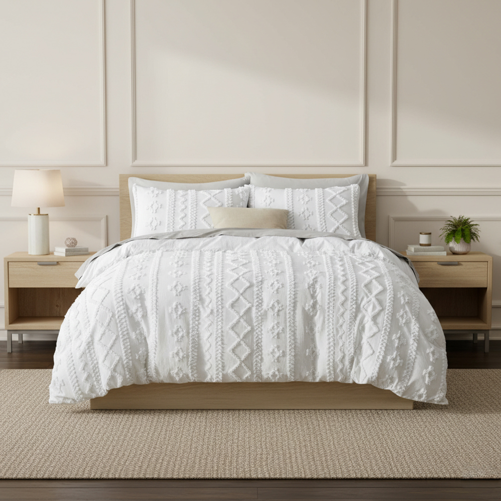 Milano Tufted Leopard Chenille এমব্রয়ডারি কমফোটার সেট বেডিং সেট
