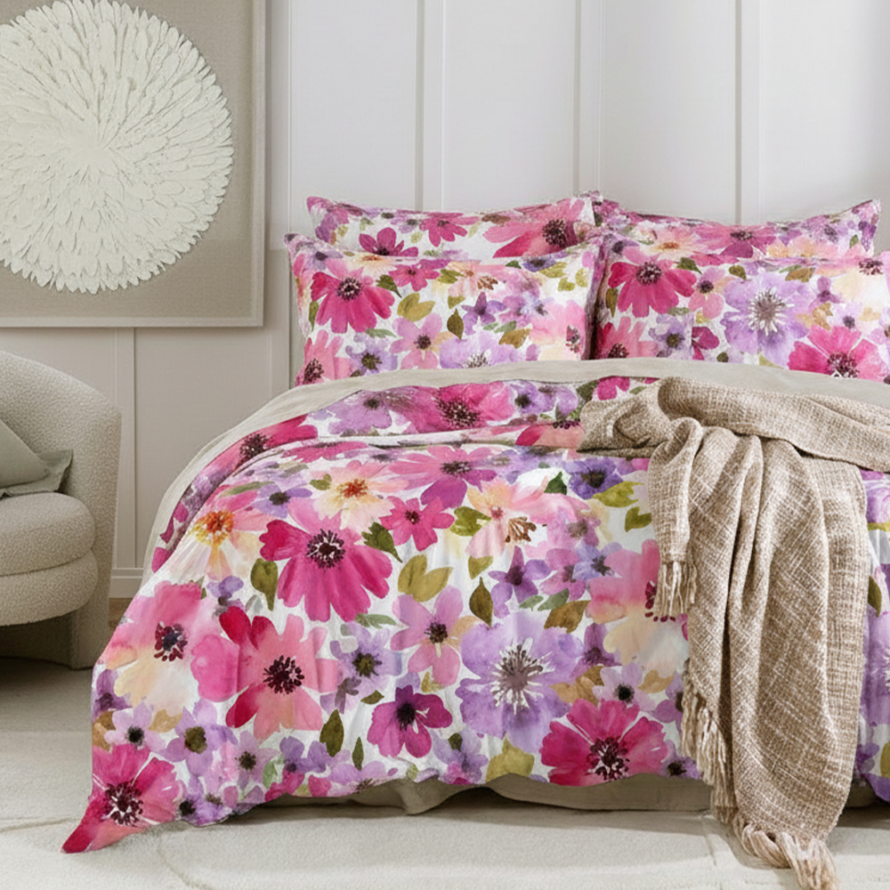 Helensvale Watercolor Botanical Floral Prints Pure Microfiber Cotton Printed Duvet কভার কুইল্ট কভার সেট বেডিং সেট